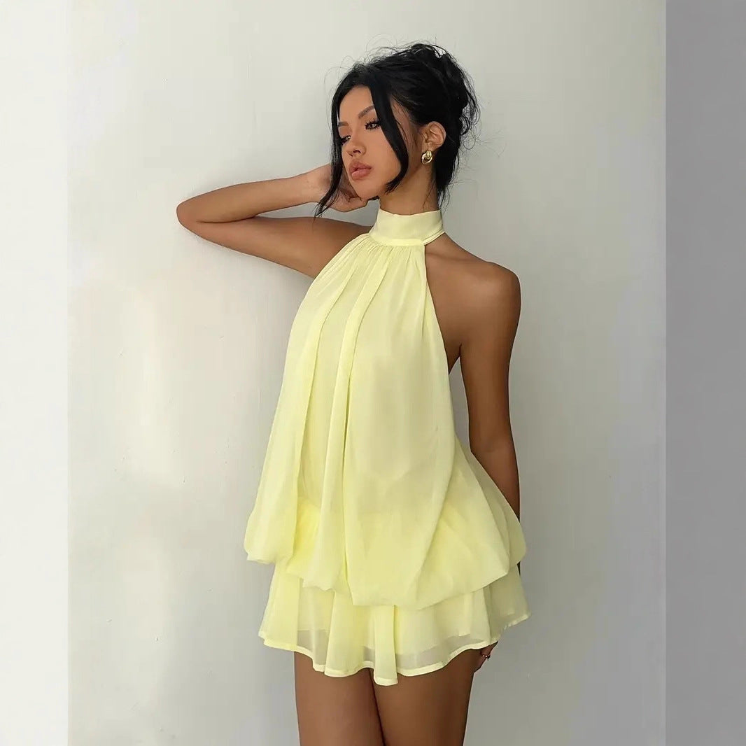 New-design Asymmetric Halter-neck Spicy-girl Dress For Women