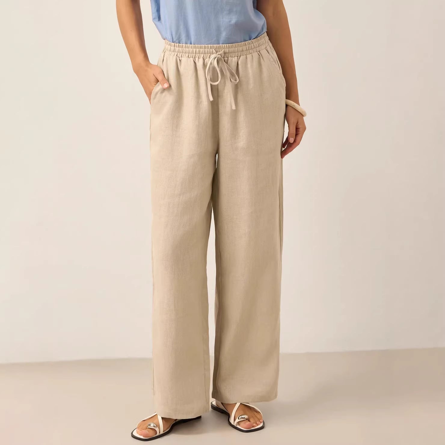 Linen Comfortable Straight-Leg Pants Women's Casual Pants