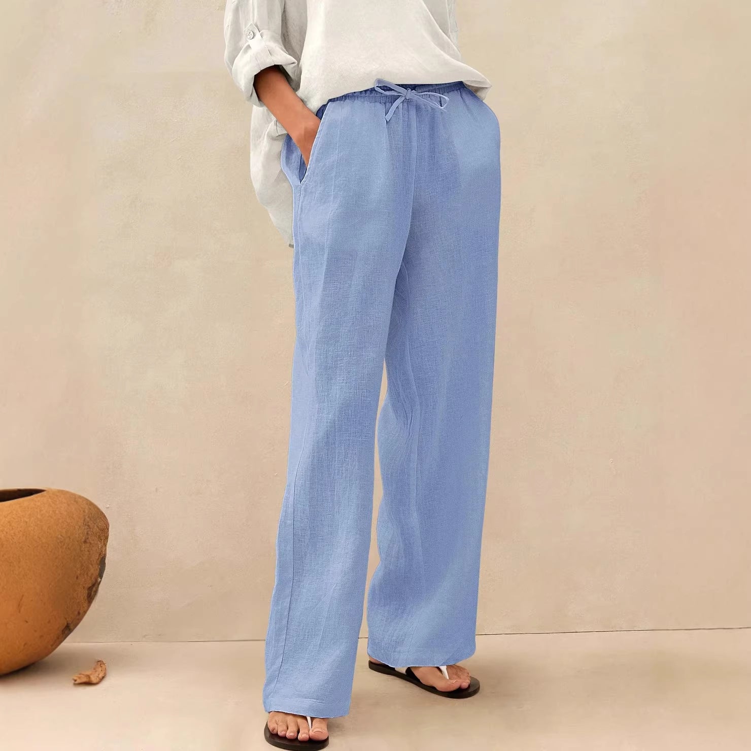 Linen Comfortable Straight-Leg Pants Women's Casual Pants