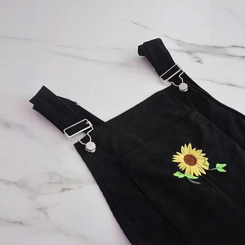Sunflower Corduroy Suspender Pants European And American Style