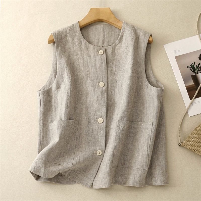 Sleeveless Vest Chic And Relaxed Fit Round Neck For Summer